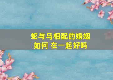 蛇与马相配的婚姻如何 在一起好吗